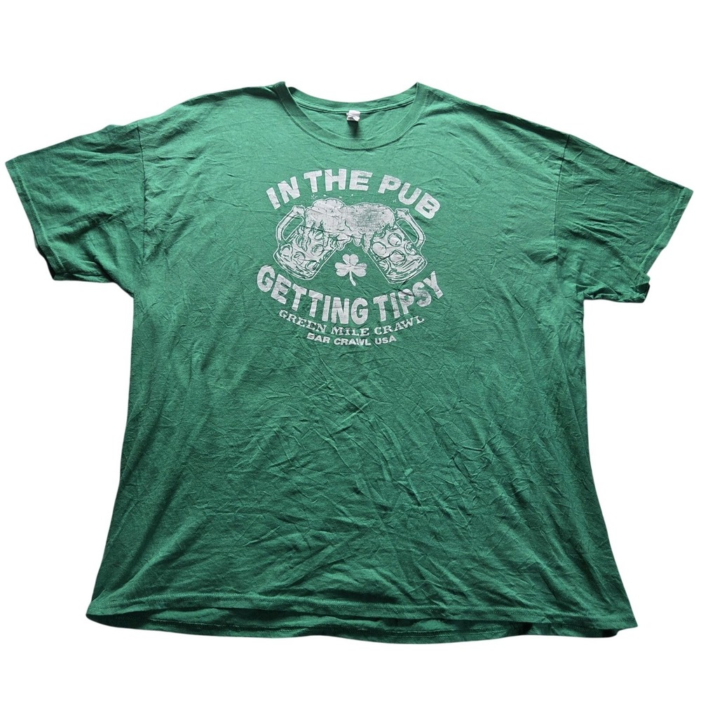 Jerzees Shirt Mens 3XL Green In The Pub Getting Tipsy Beer Graphic Irish Tee
